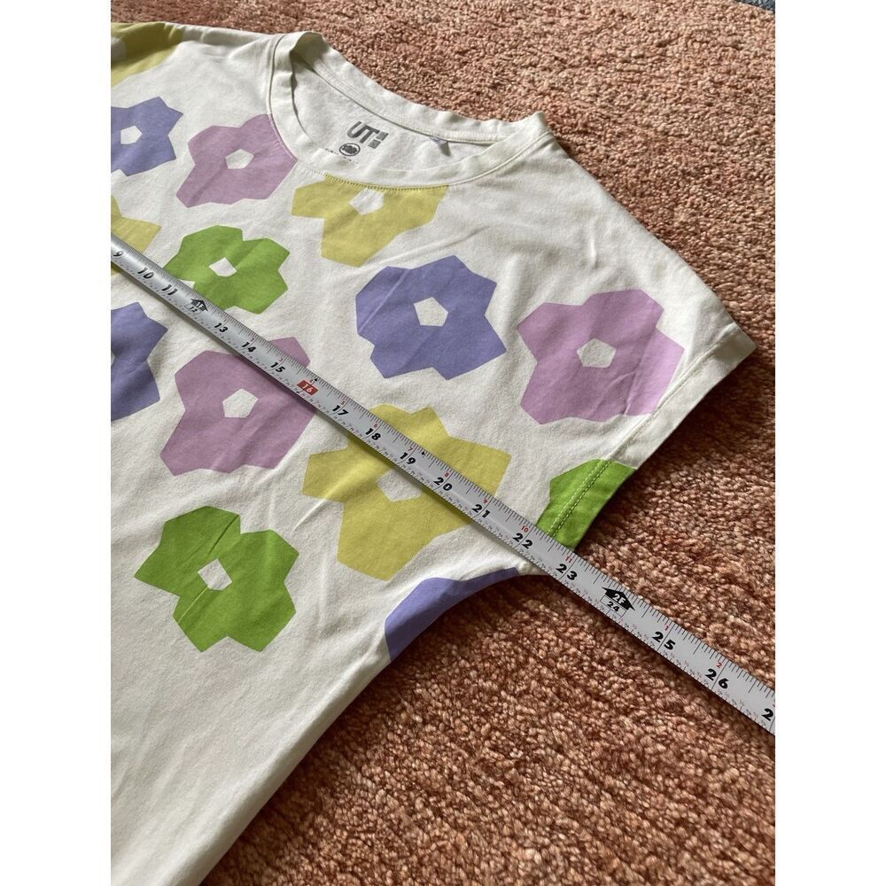 Uniqlo Sou Sou Kyoto UT Floral Print Tee Shirt White Multicolor Size S - Picture 5 of 7